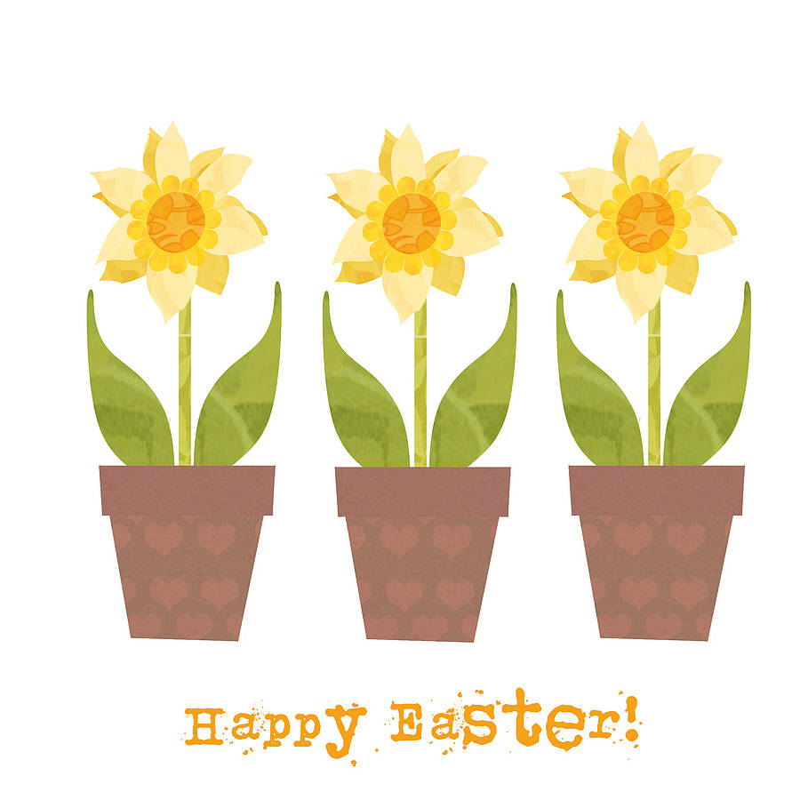 'Happy Easter' Daffodil Pots Card By Birdybrain