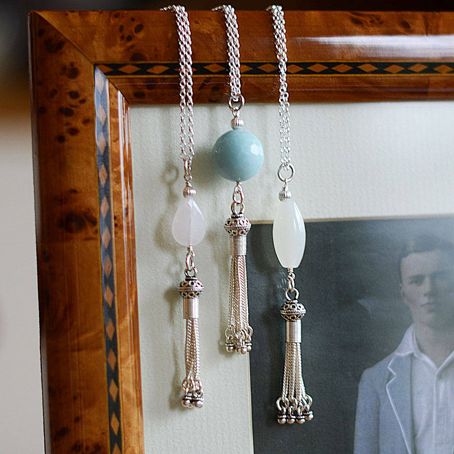 Silver Tassel Necklace By Adela Rome