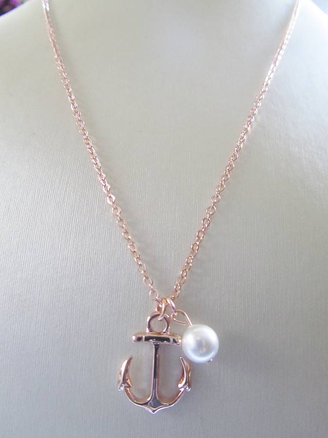 rose gold anchor necklace by madison honey vintage