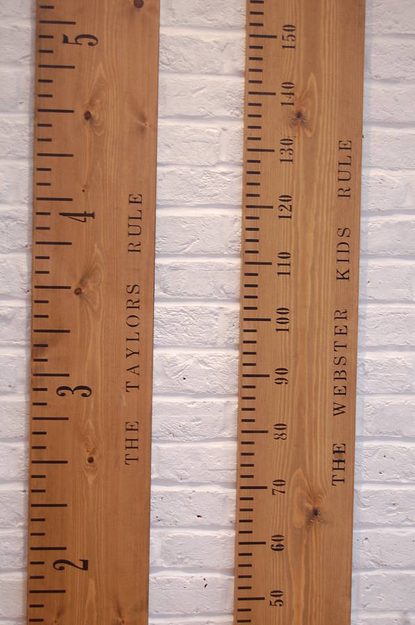Personalised Kids Rule Wooden Height Chart in Mid Oak (Imperial ...
