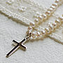 Pearl Necklace With Sterling Silver Cross, thumbnail 2 of 5