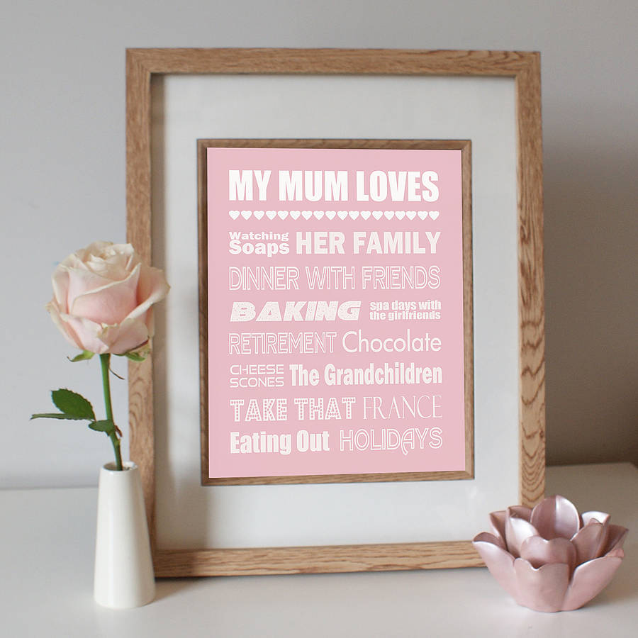 personalised my mum loves print by ciliegia designs ...