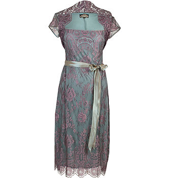 Lace Occasion Dress With Forties Neckline Moth Pink, 2 of 6