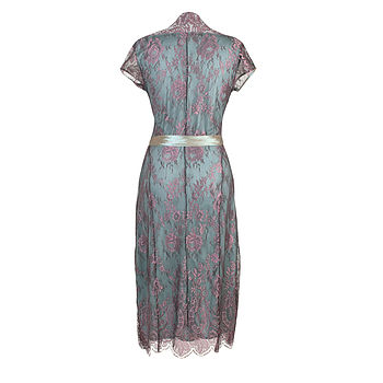 Lace Occasion Dress With Forties Neckline Moth Pink, 3 of 6