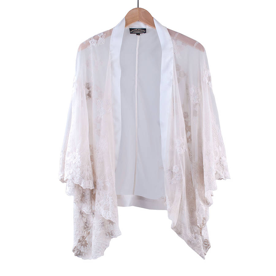 ivory embroidered lace shrug by nancy mac | notonthehighstreet.com