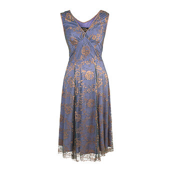 Special Occasion Lace Dress In Bronze And Purple By Nancy Mac