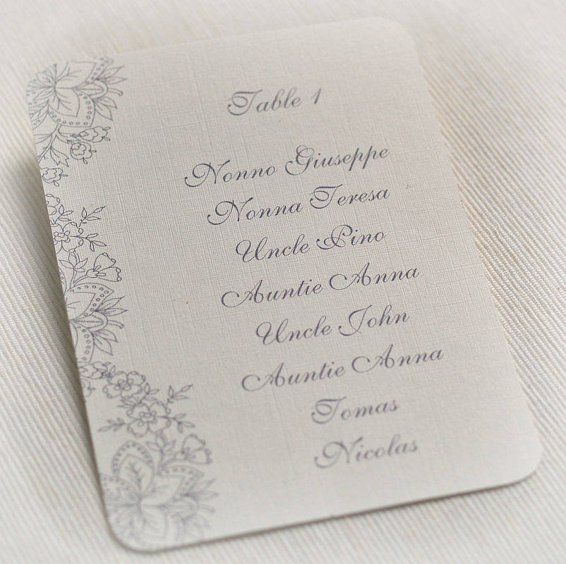 Fl Lace Design Wedding Table Plan Cards By Beautiful Day Fl Lace Design Wedding Table Plan Cards