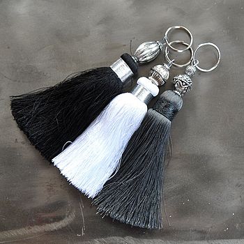 Classic Silky Black And Greys Tassels, 3 of 7