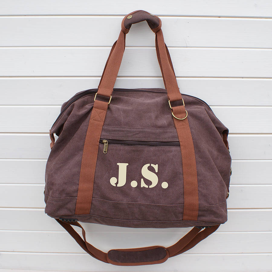 Personalised Men's Canvas Weekend Bag By Sparks And Daughters ...