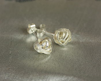 Handmade Silver Lovers Knot Stud Earrings, 3 of 7