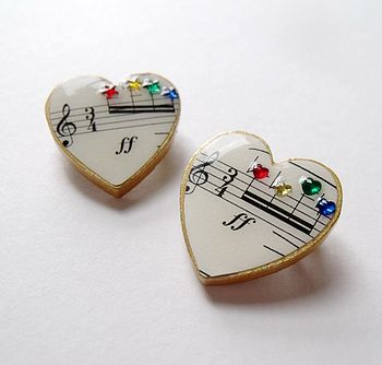 Music Heart Brooch With Rainbow Rhinestones, 4 of 4