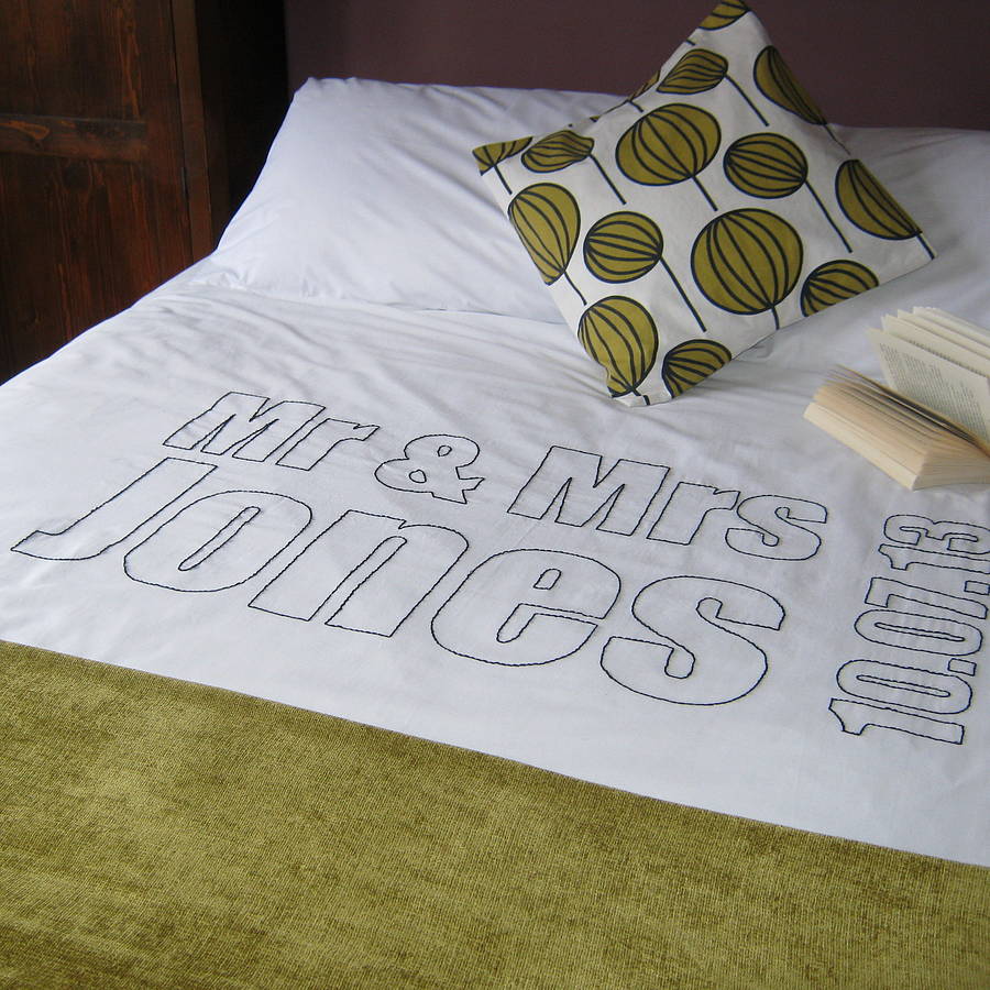 Personalised Couple Stitched Duvet Cover By B Line Bespoke