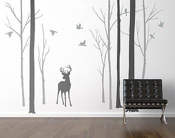 Deer In The Forest Two Tone Grey Wall Sticker, 2 of 7