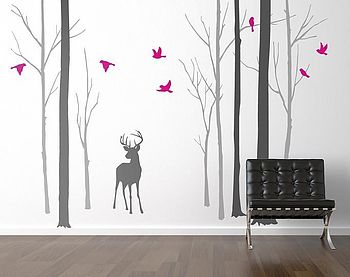 Deer In The Forest Two Tone Grey Wall Sticker, 4 of 7