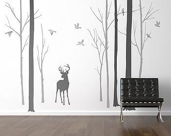 Deer In The Forest Two Tone Grey Wall Sticker, 6 of 7