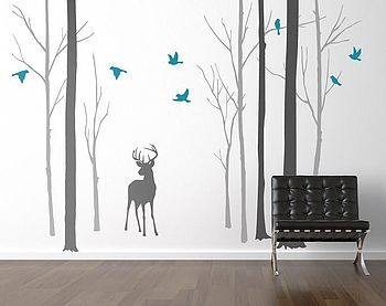 Deer In The Forest Two Tone Grey Wall Sticker, 7 of 7