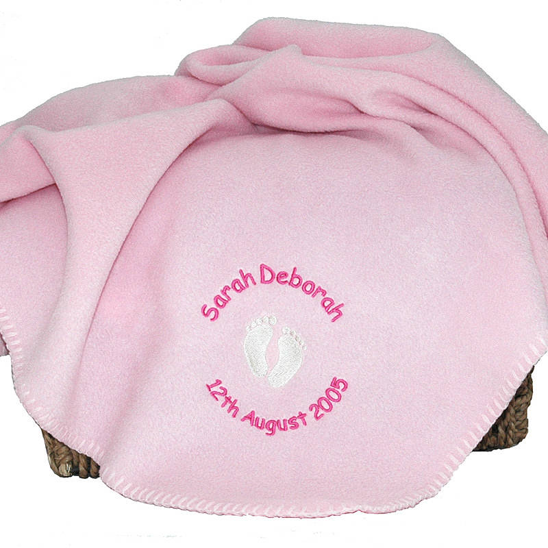 baby blanket with feet embroidery by the alphabet gift shop