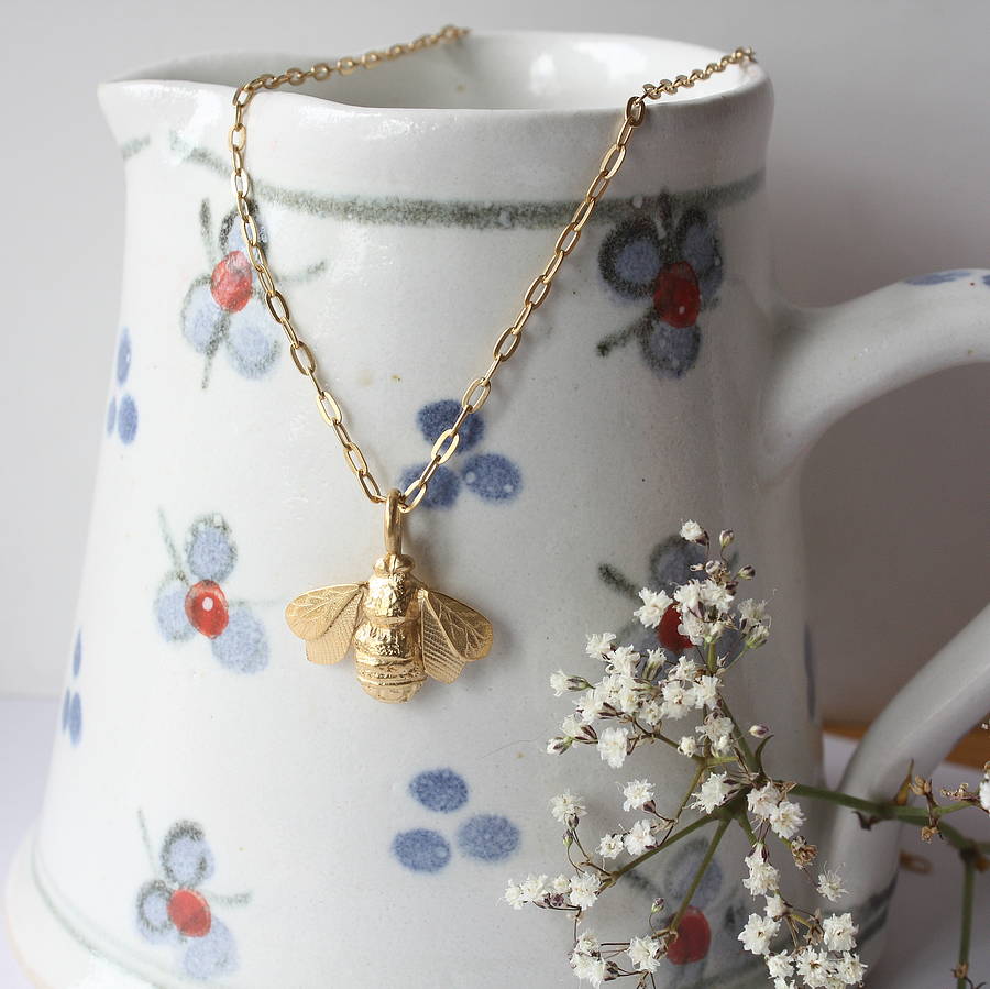 gold vermeil bee necklace by caroline brook | notonthehighstreet.com