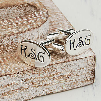 Personalised Silver Oval Initial Cufflinks, 2 of 4