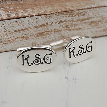 Personalised Silver Oval Initial Cufflinks, 3 of 4