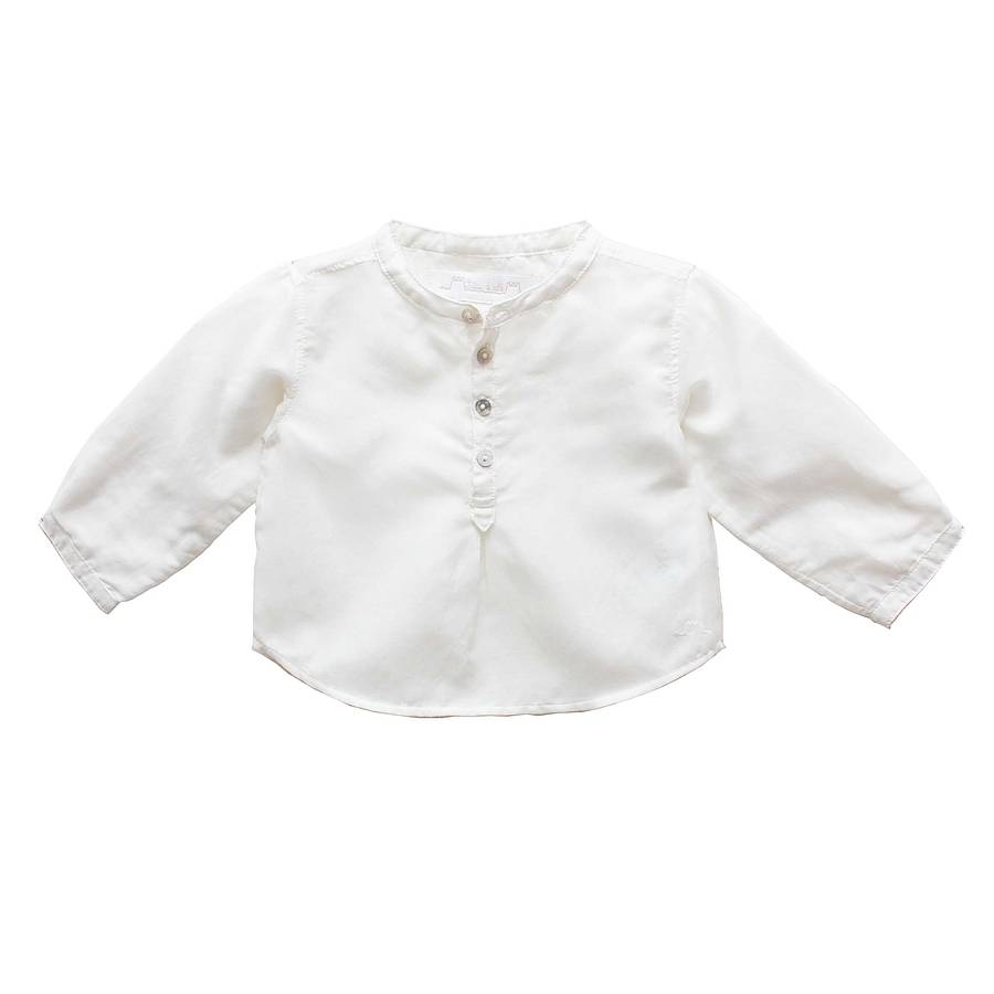 Baby Boy Silk Christening Shirt And Dungaree By Chateau de Sable ...
