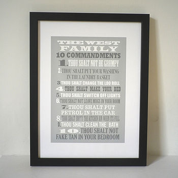 Personalised Family 10 Commandments Print, 8 of 8