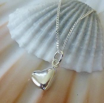 Puffed Heart Silver Pendant And Chain, 2 of 3