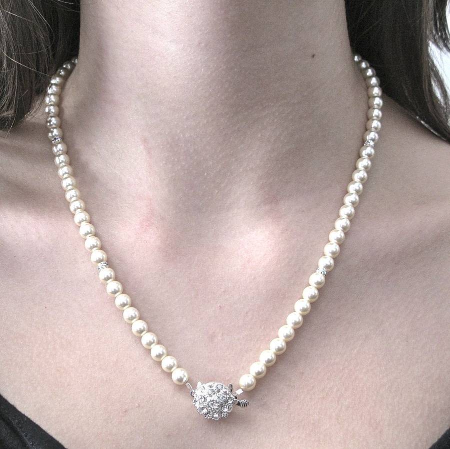 rhinestone pearl necklace by gama weddings | notonthehighstreet.com