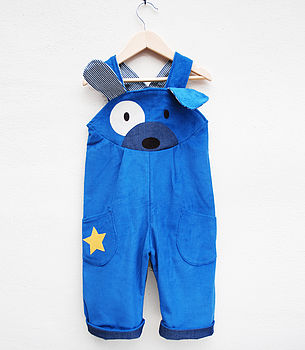 Puppy Dog Blue Kids Dungarees, 3 of 7