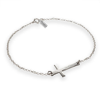 Personalised Engraved Cross Bracelet By Anna Lou of London
