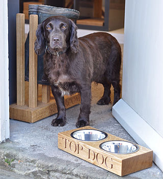 Personalised Solid Oak Dog Bowl, 4 of 6