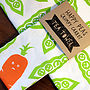 Happy Peas Grumpy Carrot Tea Towel, thumbnail 2 of 3