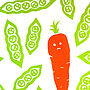 Happy Peas Grumpy Carrot Tea Towel, thumbnail 3 of 3