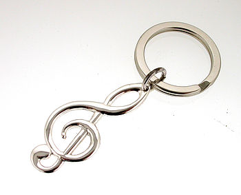 Treble Clef Musical Note Silver Key Ring, 3 of 7