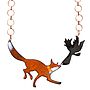 Fox And Crow Enamel Necklace, thumbnail 1 of 4