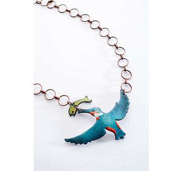 Kingfisher Enamel Necklace, 2 of 3