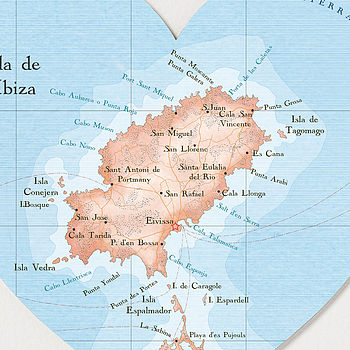 Ibiza Map Heart Wedding Anniversary Print, 3 of 4