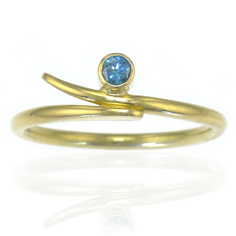 blue diamond ring in 18ct yellow gold by lilia nash jewellery ...