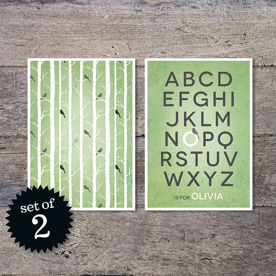 Personalised Set Of Nursery Alphabet Prints By Paper Paper
