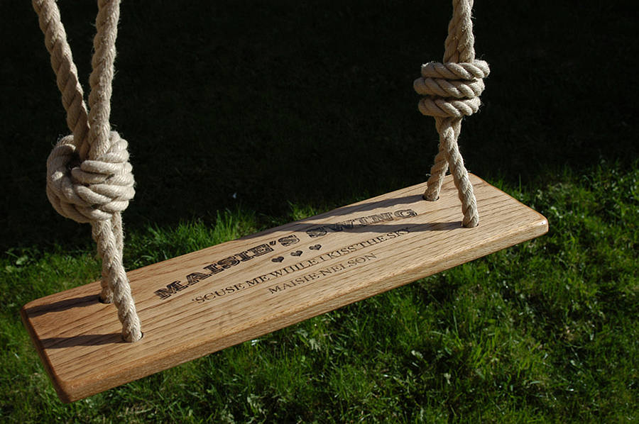 Personalised Handmade Rustic Oak Garden Swing, 1 of 3