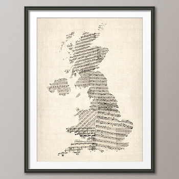Great Britain Sheet Music Map Art Print, 3 of 3