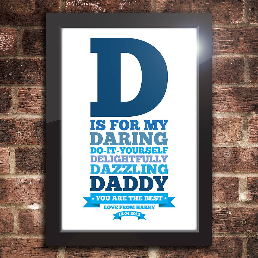 personalised d is for daddy or dad print by a is for alphabet