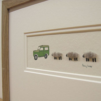 Land Rover And Sheep Hand Finished Art Print, 2 of 5