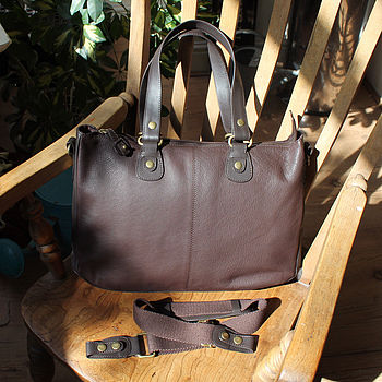 Ladies Leather Laptop Tote Bag With Shoulder Strap, 4 of 9