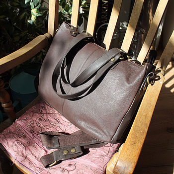 Ladies Leather Laptop Tote Bag With Shoulder Strap, 3 of 9