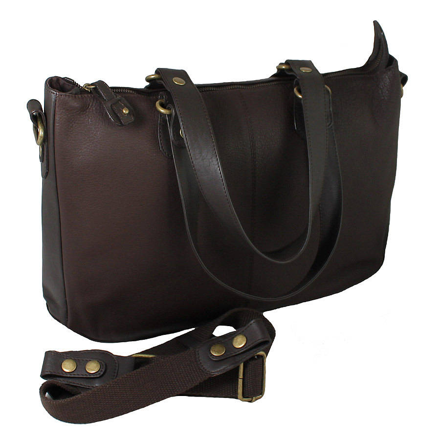 ladies leather laptop tote bag with shoulder strap by nv london ...