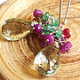 Green Amethyst Ruby Emerald Silver Earrings, thumbnail 5 of 6