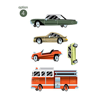 Vintage Cars Fabric Wall Stickers, 5 of 8