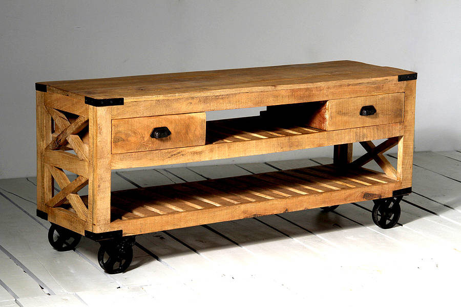 Vasco Upcycled TV/Plasma Unit On Wheels By Little Tree Furniture