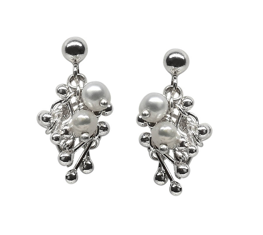 joy pearl cluster earrings by yen jewellery